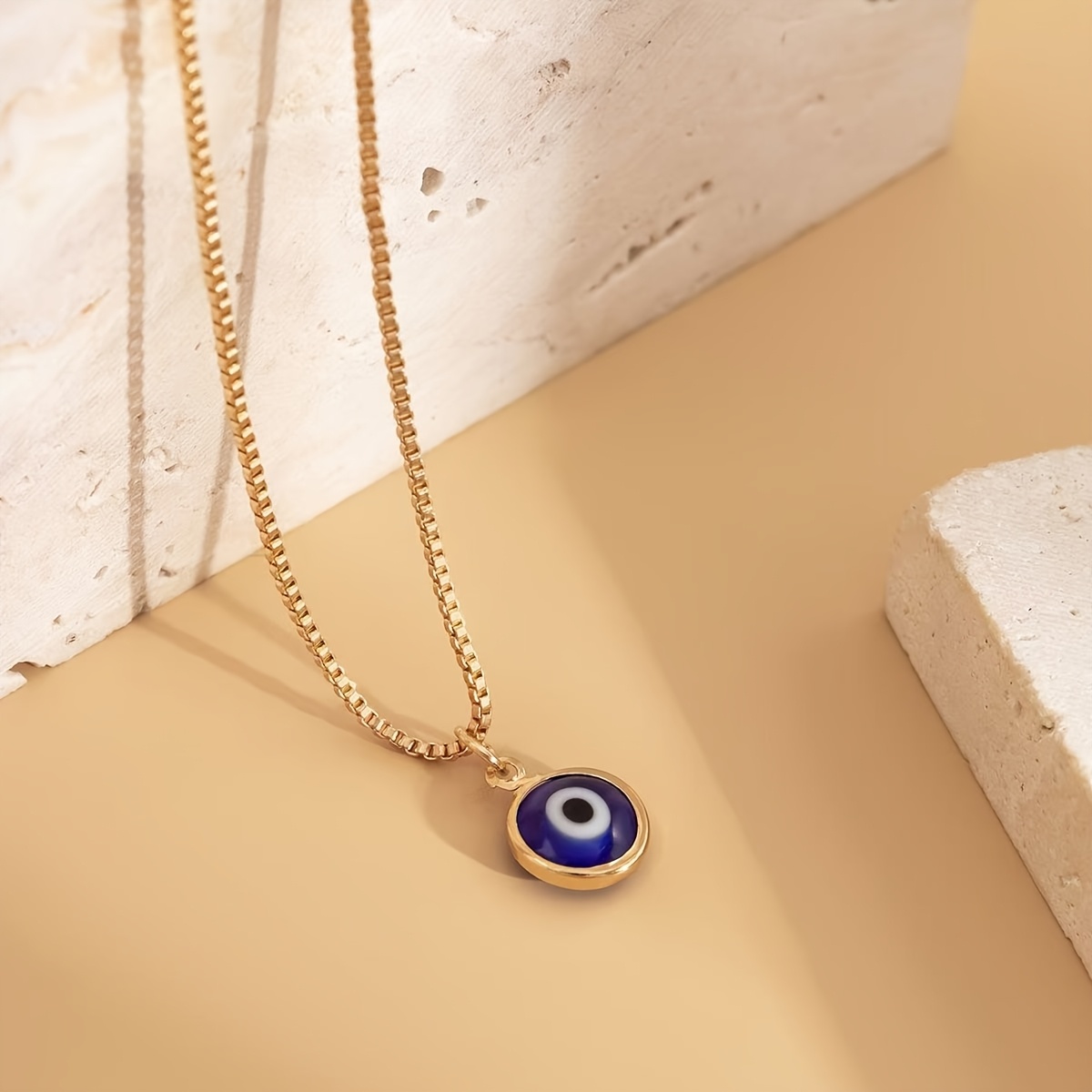 Evil Eye Pendant Necklace with Acrylic Charm on Delicate Chain